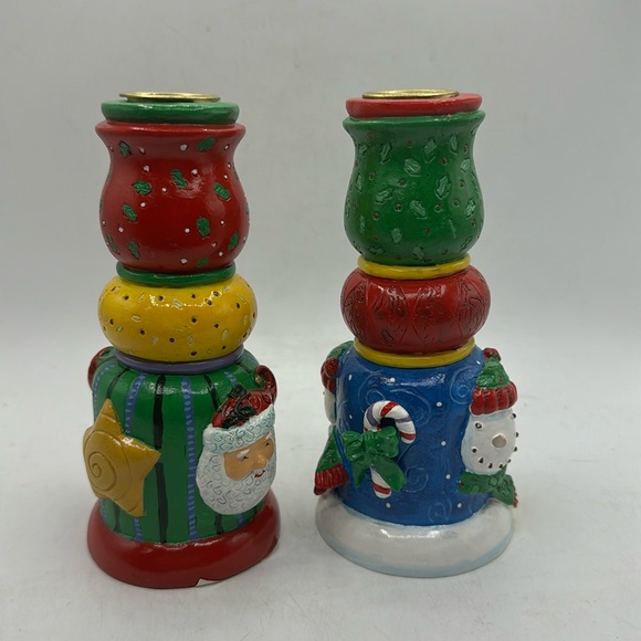 Happy Holidays Candle Stick Holder set of 2 - Picture 1 of 5